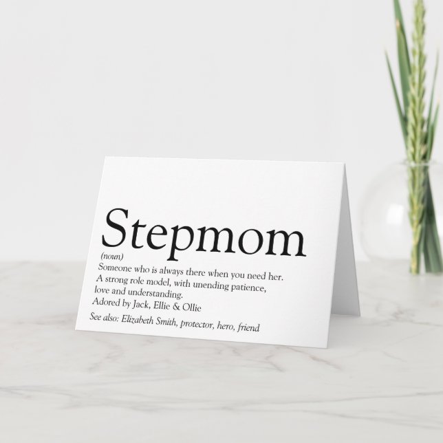 Carte Meilleur Stepmaman au monde, Stepmère Définition (Devant)