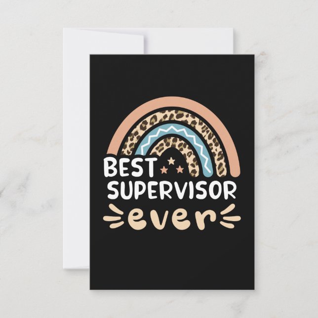 Carte Meilleur Superviseur jamais Leopard Rainbow Cadeau (Devant)