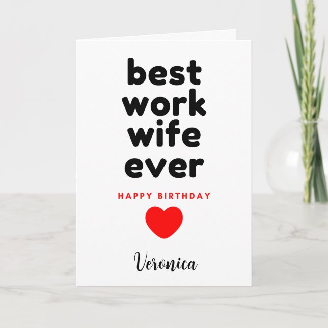 Carte Meilleur travail personnalisé femme anniversaire (Devant)