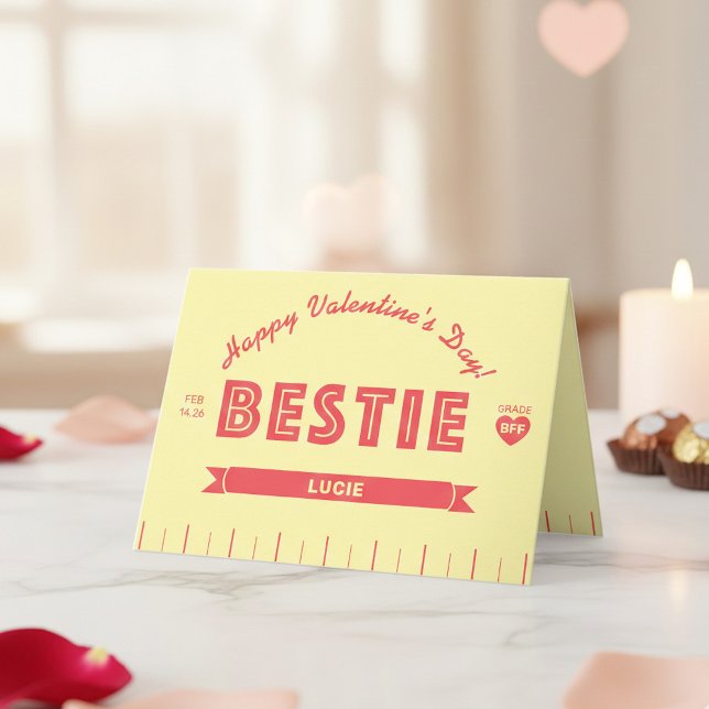 Carte Meilleure amie personnalisée Retro Butter Stick Sa (Your GRADE BFF BESTIE will heart this custom Valentine's or Galentine's  Day card!)
