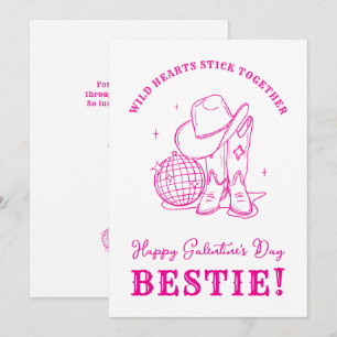 Carte Meilleure amie rose de l'Ouest Script Joyeuse Gale