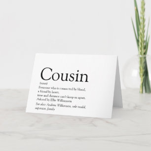 Carte Meilleure définition de cousine au monde