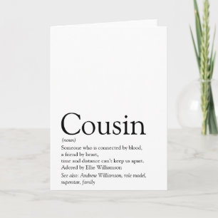 Carte Meilleure définition de cousine au monde