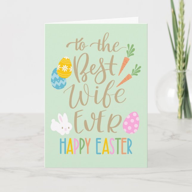 Carte Meilleure Femme Joyeuse Typographie de Pâques (Devant)
