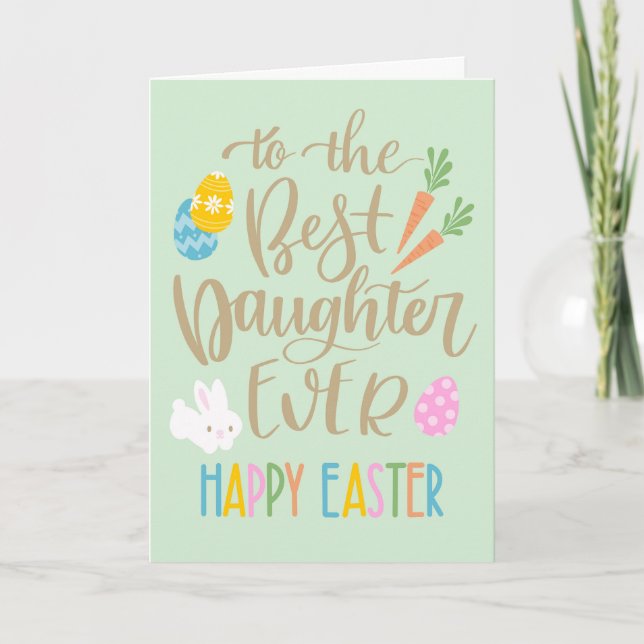 Carte Meilleure Fille du Monde Typographie Joyeuses Pâqu (Devant)