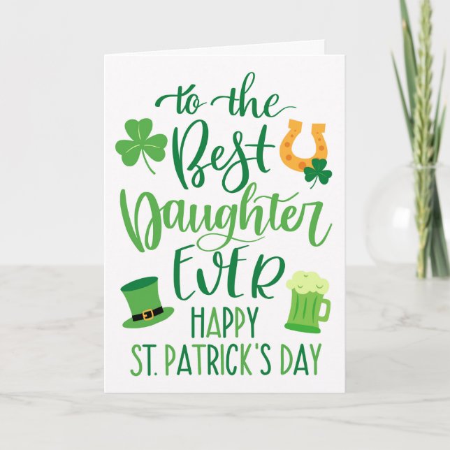 Carte Meilleure fille jamais St Patrick's Day Typographi (Devant)