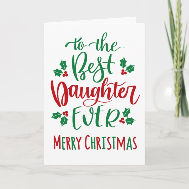 Carte Meilleure fille Joyeuse Typographie de Noël (Devant)