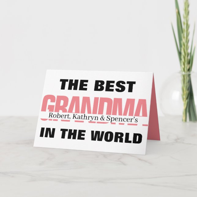 Carte Meilleure Grand-Mère Du Monde Personnalisée (Devant)