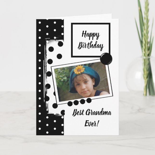 Carte Meilleure grand-mère jamais noir et blanc avec pho (Devant)