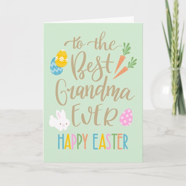Carte Meilleure grand-mère Joyeuse Typographie de Pâques (Devant)
