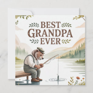 Carte Meilleure Illustration d'Ours de Pêche de Grand-Pa