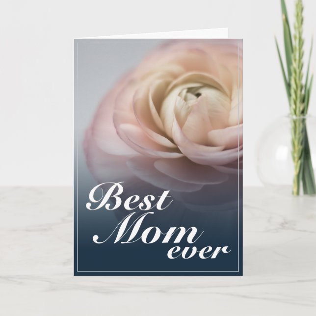 Carte Meilleure Maman avec Grande Rose Rose (Devant)