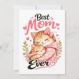 Carte Meilleure Maman Chat Design Mignon Chat et Chatons