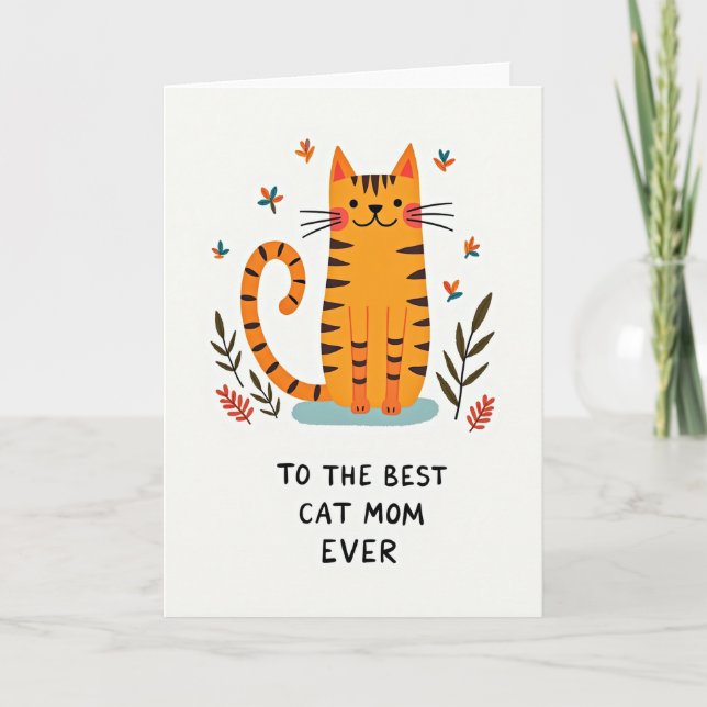 Carte Meilleure Maman Chat Orange (Devant)