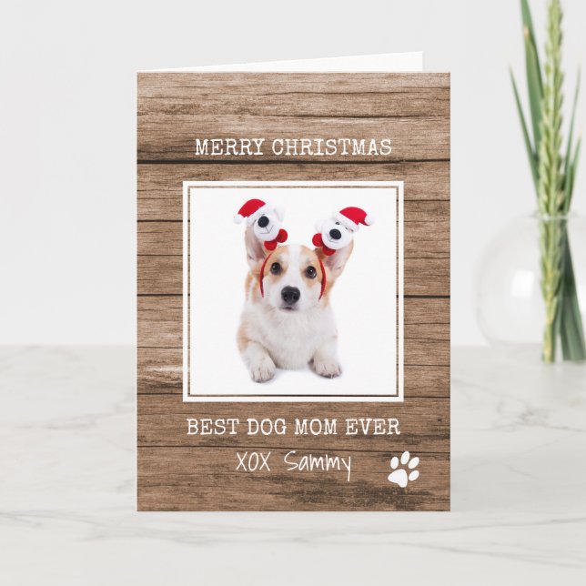 Carte Meilleure maman chien jamais photo Joyeux Noël (Devant)