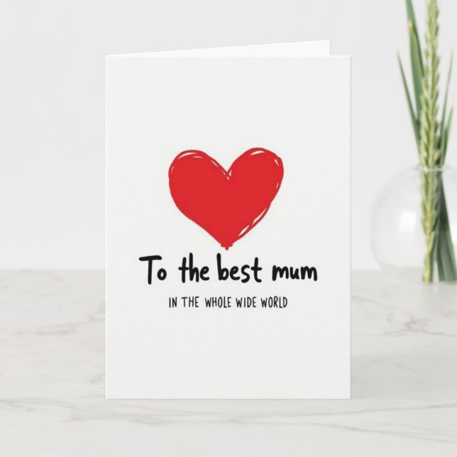 Carte Meilleure Maman Cœur Écarlate (Devant)