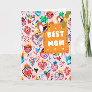 Carte Meilleure maman Coeurs colorés mexicains Fête des