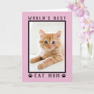 Carte Meilleure Maman de Chat au Monde Photo Rose Fête d