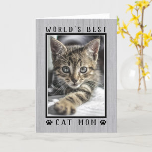 Carte Meilleure Maman de Chat au Monde Photo Rustique po