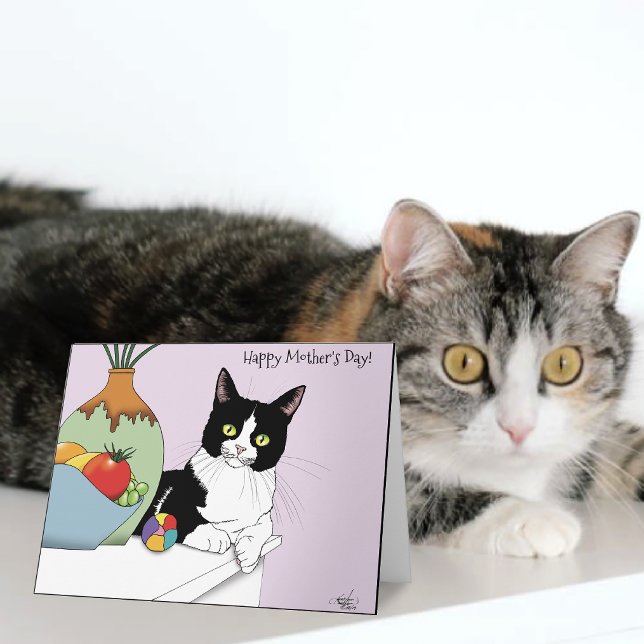 Carte Meilleure Maman de Chat Chat Smoking Mignon Fête d (Créateur téléchargé)
