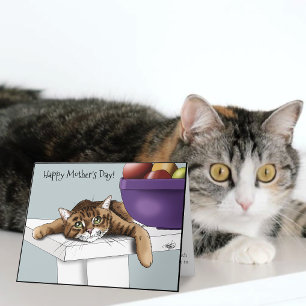 Carte Meilleure Maman de Chat Douce Chatte Tigrée Fête d