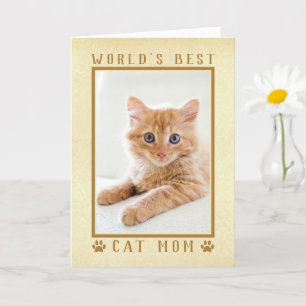 Carte Meilleure Maman de Chat du Monde Photo Gold pour l