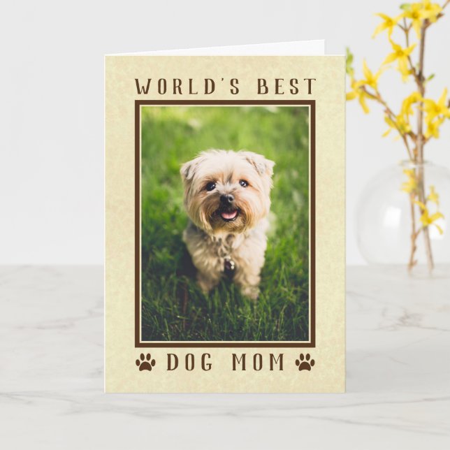 Carte Meilleure Maman de Chien du Monde Joyeux Anniversa (Fleur jaune)