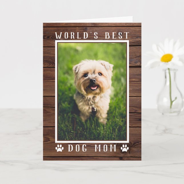 Carte Meilleure maman de chien du monde Rustic Photo de  (Petite plante)
