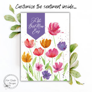 Carte Meilleure Maman de Tous les Temps Fleurs Aquarelle
