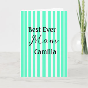 Carte Meilleure maman de tous les temps motif rayé vert