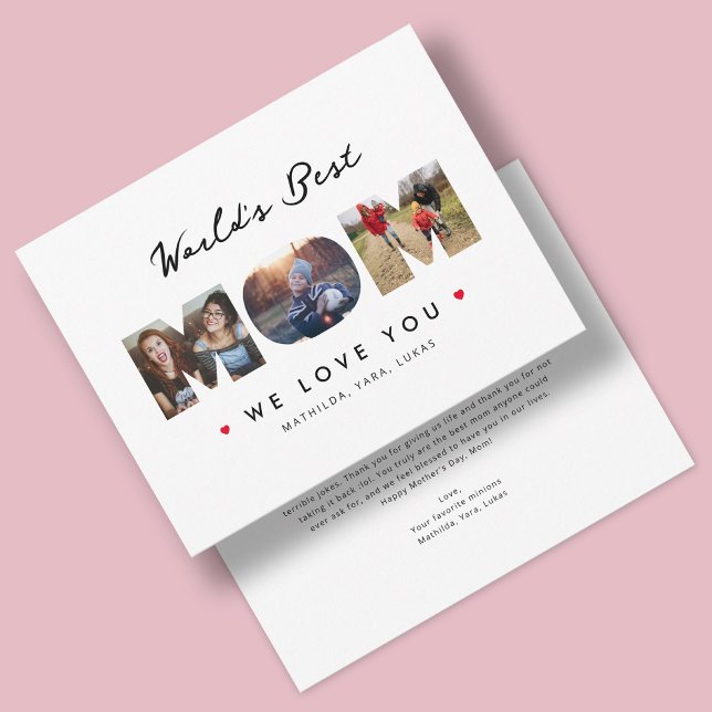 Carte Meilleure Maman du Monde 3 Collage de Photos Lettr (Créateur téléchargé)