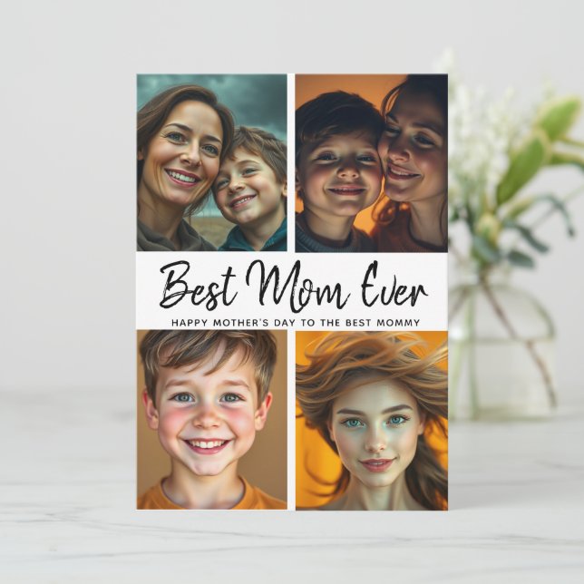 Carte Meilleure Maman du Monde | Photo personnalisée Fêt (Debout devant)