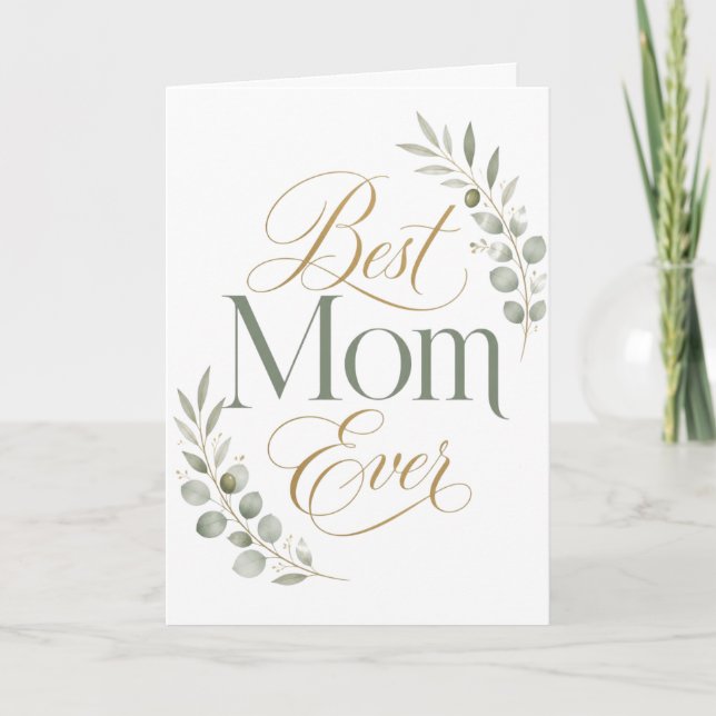Carte Meilleure Maman Élégante Typographie Botanique (Devant)