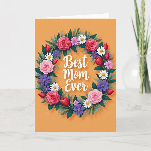 Carte Meilleure Maman Fleurs Circulaires (Devant)