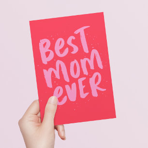 Carte Meilleure maman jamais audacieuse tendance rose vi
