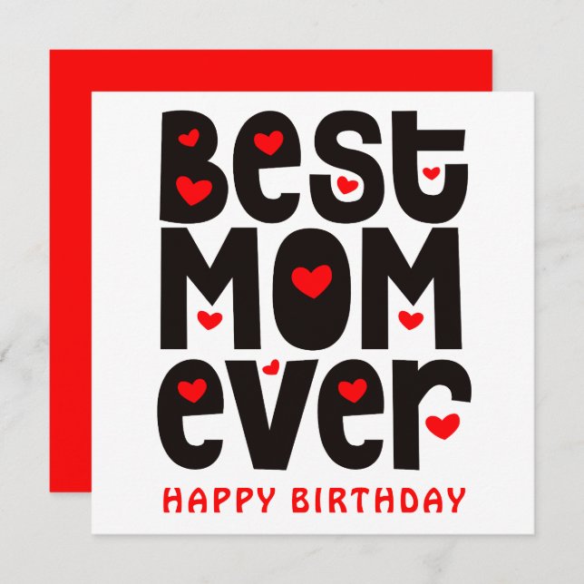 Carte Meilleure Maman Jamais Coeur Joyeux Anniversaire R (Devant / Derrière)