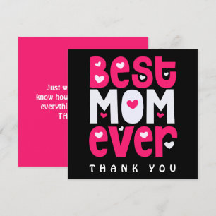 Carte Meilleure Maman Jamais Coeur Merci Noir Rose Blanc