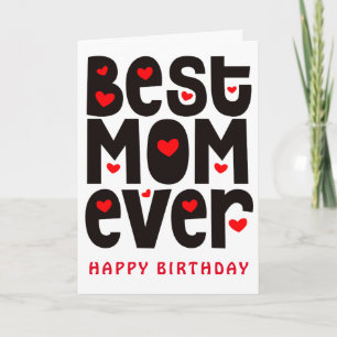 Carte Meilleure maman Jamais Coeur Rouge Noir Blanc Anni
