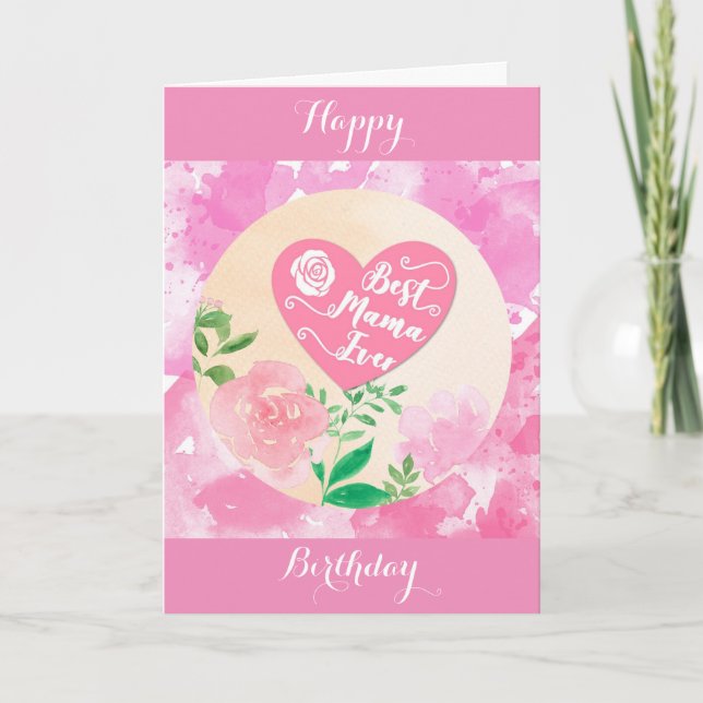 Carte Meilleure maman jamais mignonne rose maman anniver (Devant)