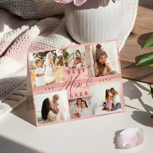 Carte Meilleure maman Jamais Photo Collage Pink Woodgrai