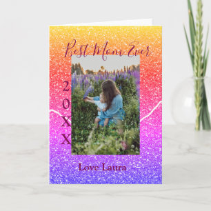 Carte Meilleure maman jamais photo rose fête des mères a