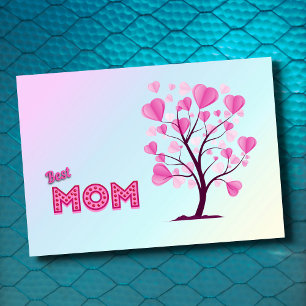 Carte Meilleure maman jamais rose pastel Aquarelle Arbre