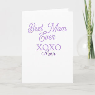 Carte Meilleure maman qui soit xoxo nom violet élégant f