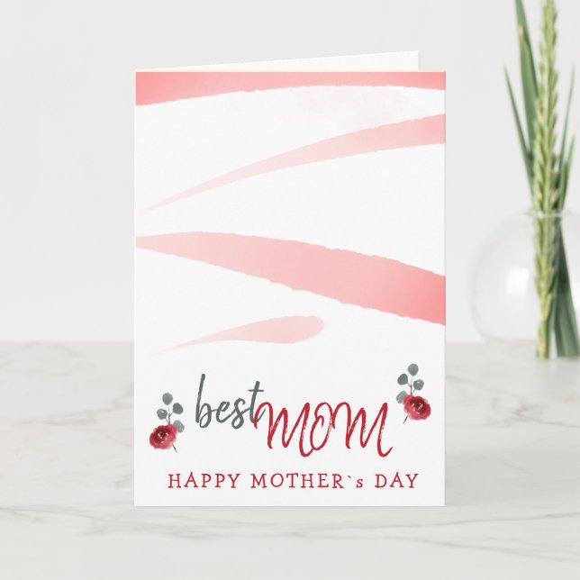 Carte Meilleure maman Rose aquarelle Floral Fête des mèr (Devant)