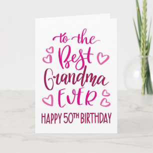 Carte Meilleure mamie 50e anniversaire Typographie en ro