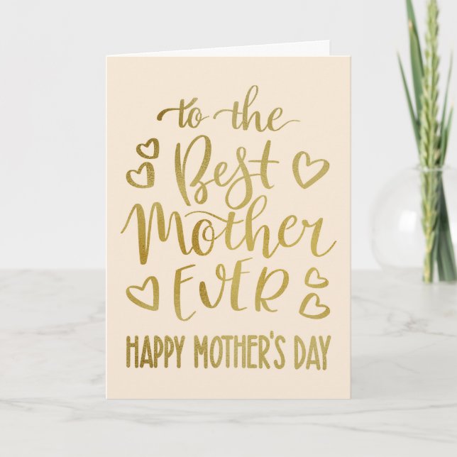 Carte Meilleure Mère de toujours Typographie de la fête  (Devant)