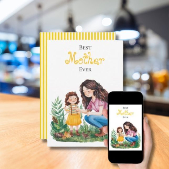 Carte Meilleure Mère du Monde Mère Enfant dans le Jardin (Créateur téléchargé)