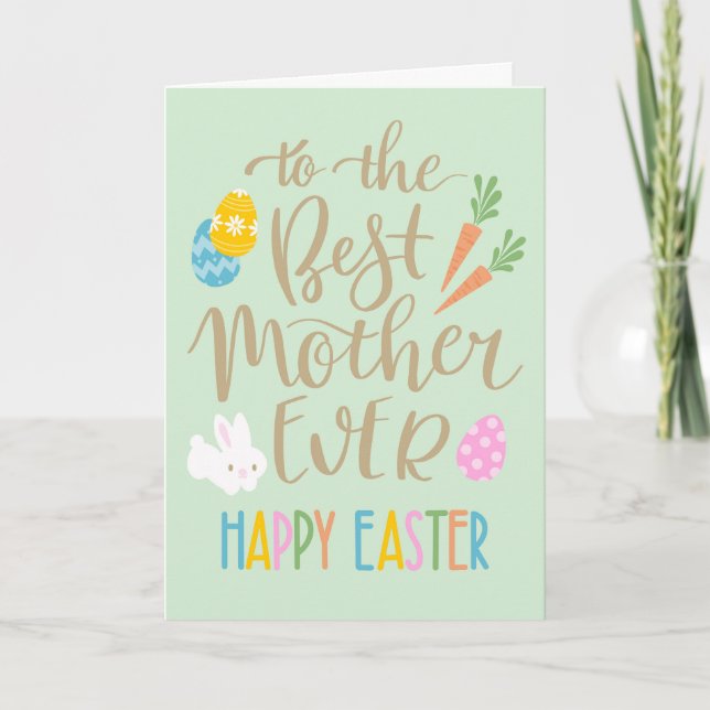 Carte Meilleure Mère du Monde Typographie Joyeuses Pâque (Devant)