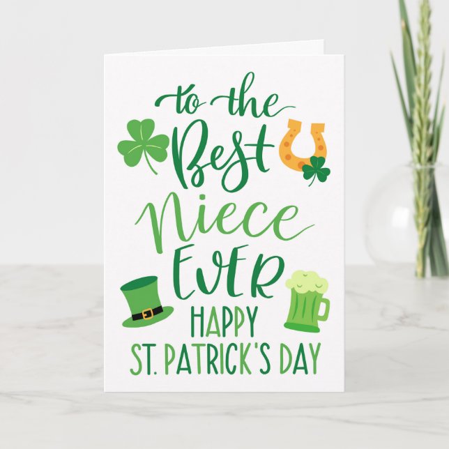 Carte Meilleure nièce Ever St Patrick's Day Typographie (Devant)