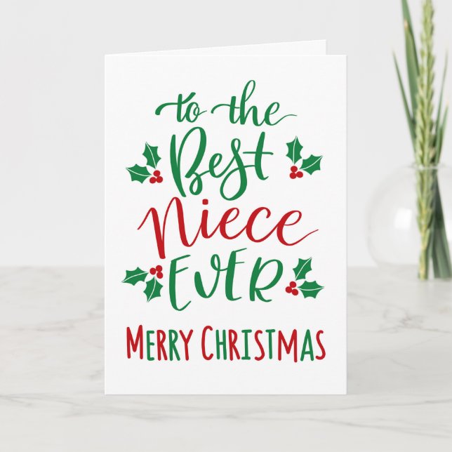 Carte Meilleure nièce Joyeuse Typographie de Noël (Devant)